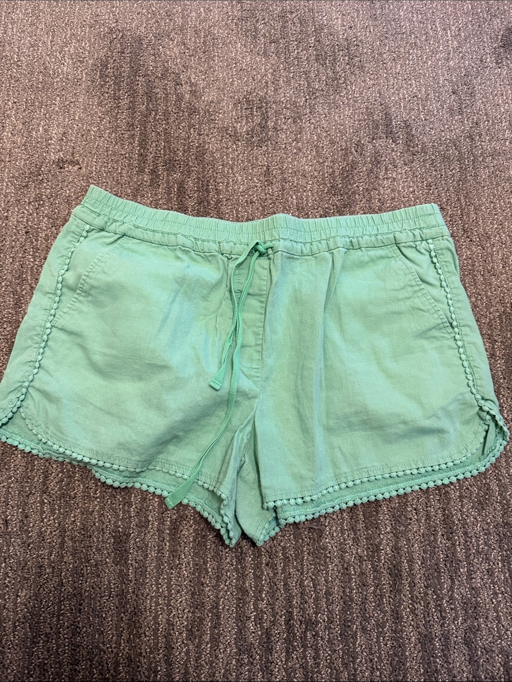 LOFT Mint Green Drawstring Pom-Pom Trim Shorts